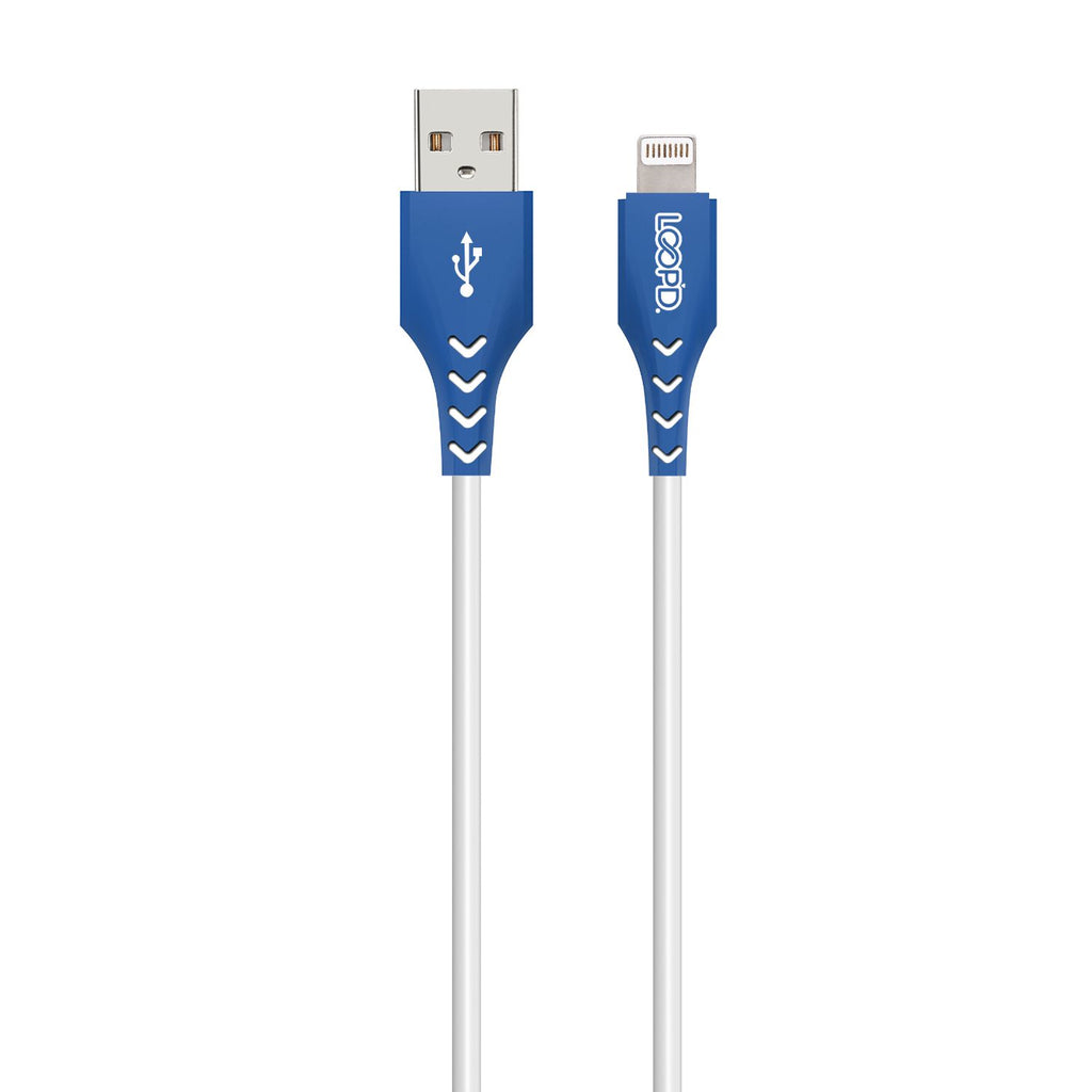 LOOP'D USB To MFI Lightning Cable - 1.2 Metre - White/Blue