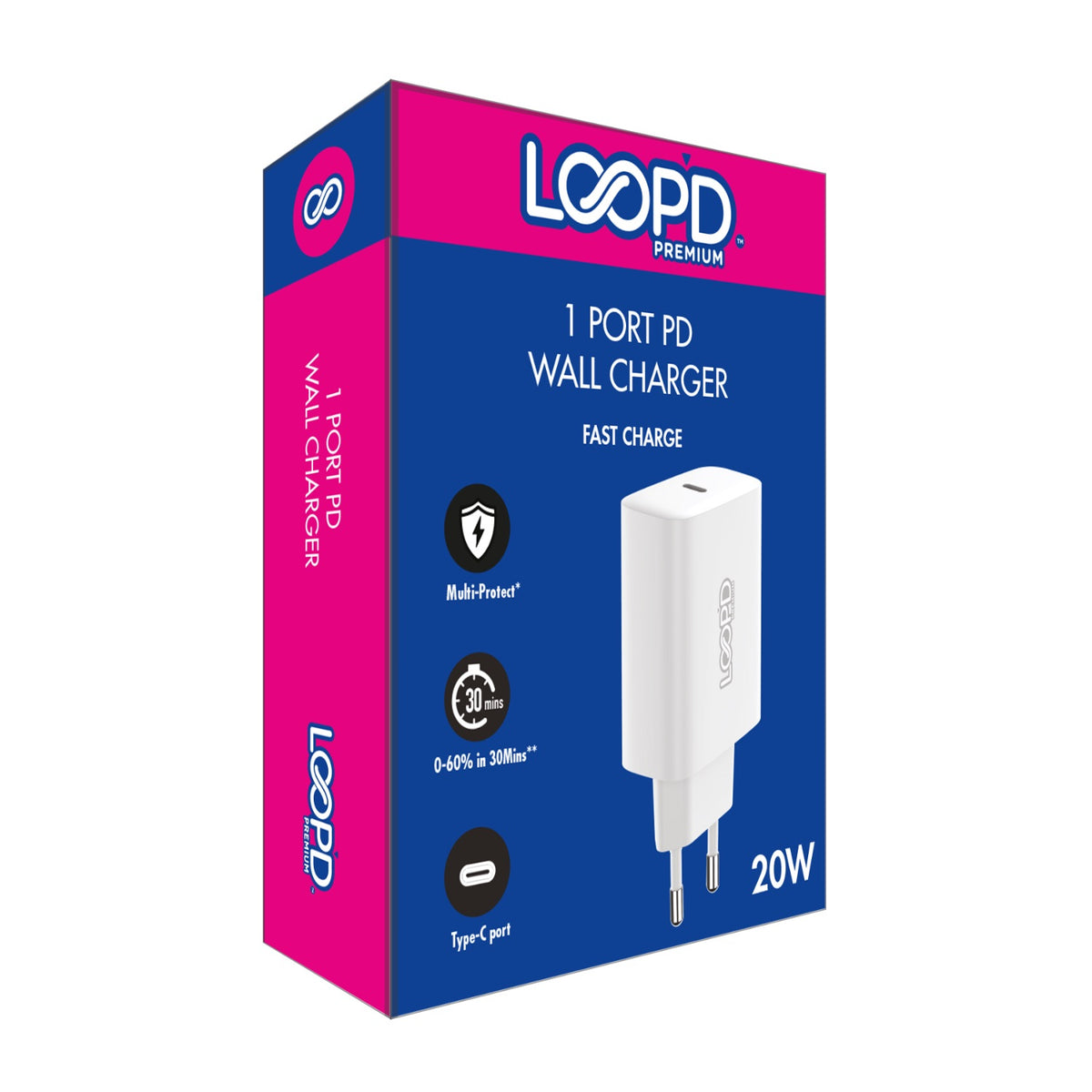 LOOP'D 1 Port PD Home Charger 20W - White 6