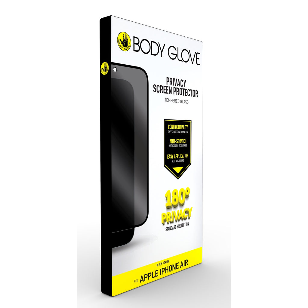 Body Glove Privacy Tempered Glass Screen Protector - Apple iPhone Air - Black Border 5
