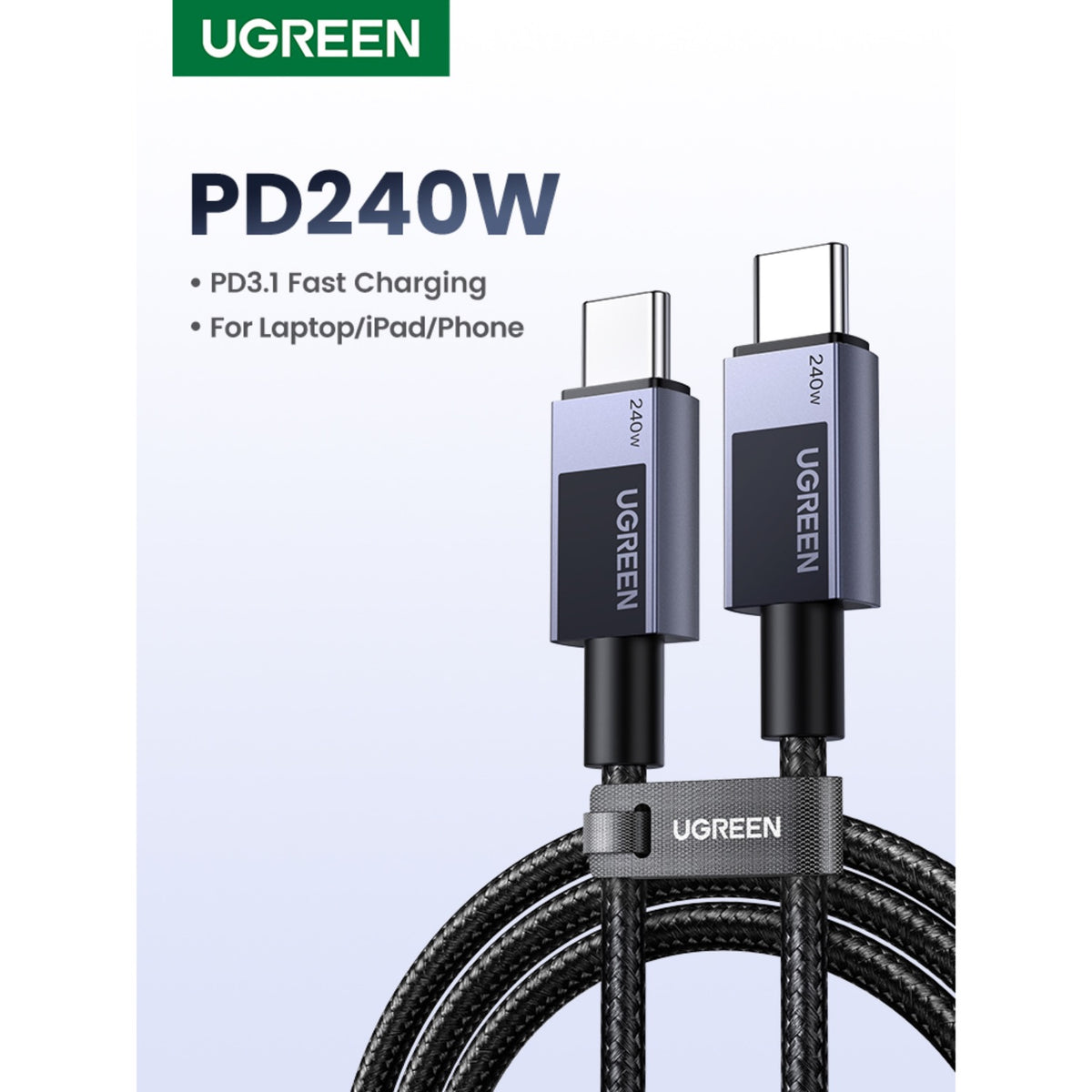 UGREEN Type-C To Type-C Braided Cable 240W 2 Metre - Grey 4