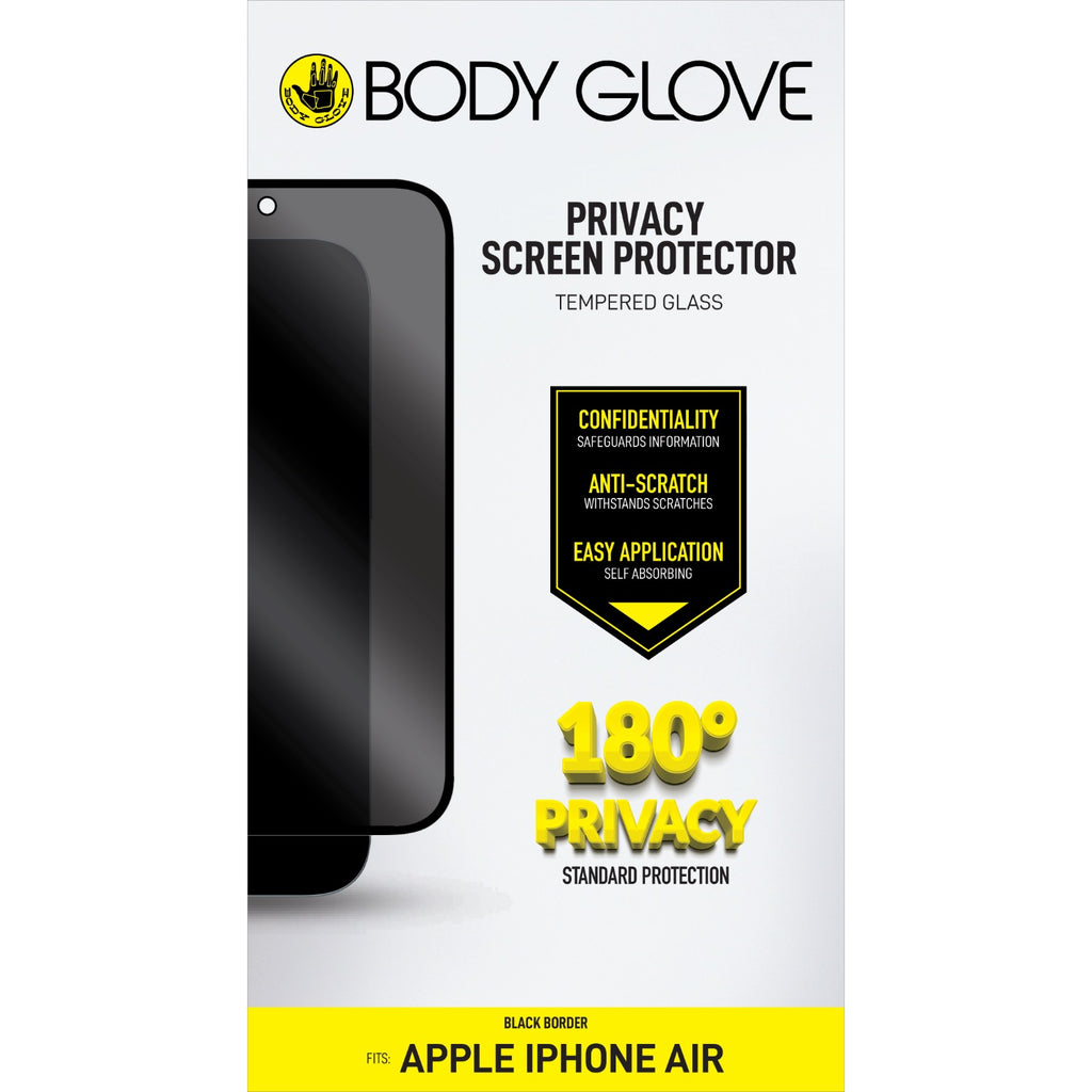 Body Glove Privacy Tempered Glass Screen Protector - Apple iPhone Air - Black Border