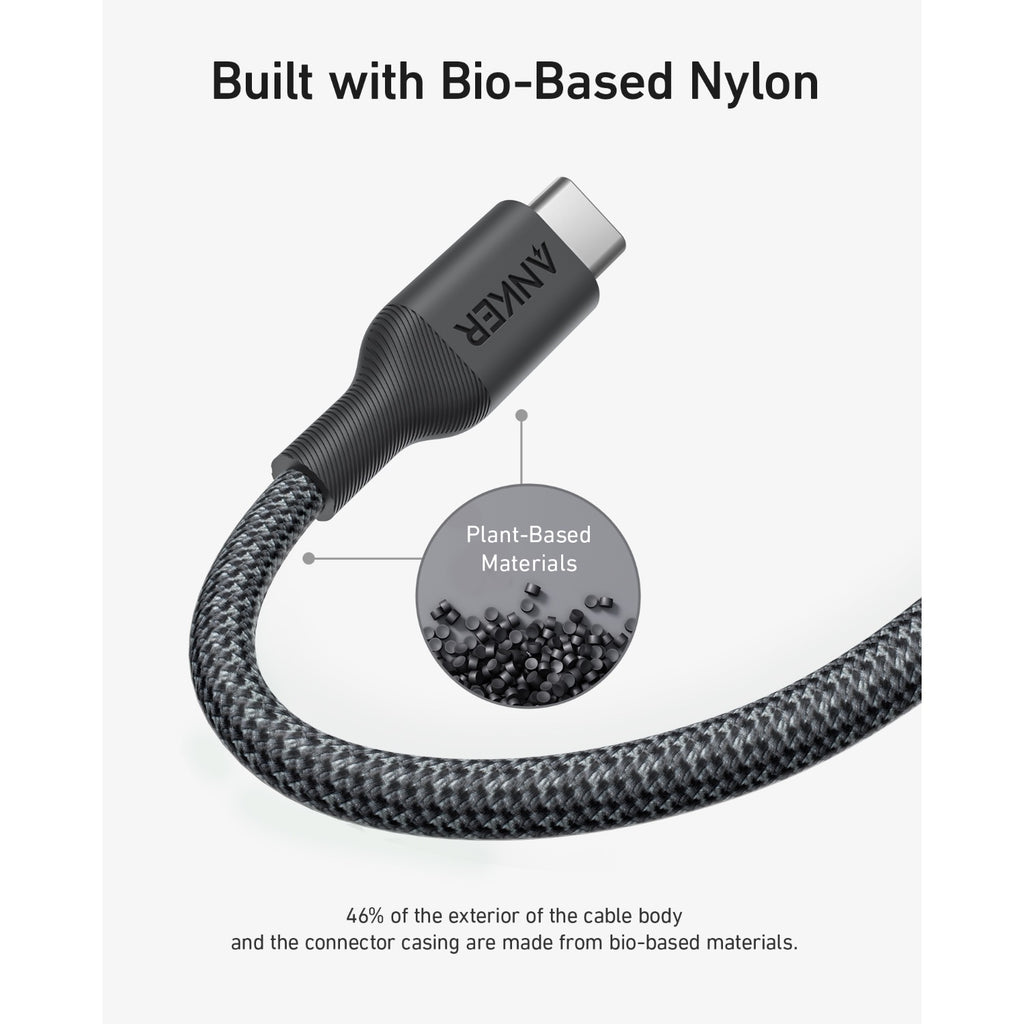 Anker 544 Bio-Based USB C-USB C Cable Fast Charging 140W 0.9M - Black 8