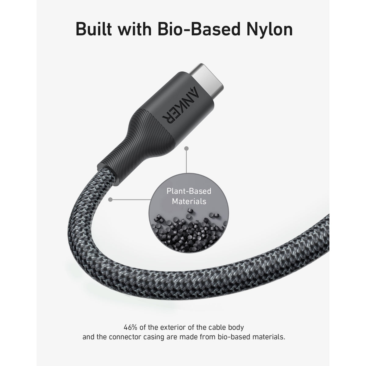 Anker 544 Bio-Based USB C-USB C Cable Fast Charging 140W 0.9M - Black 8