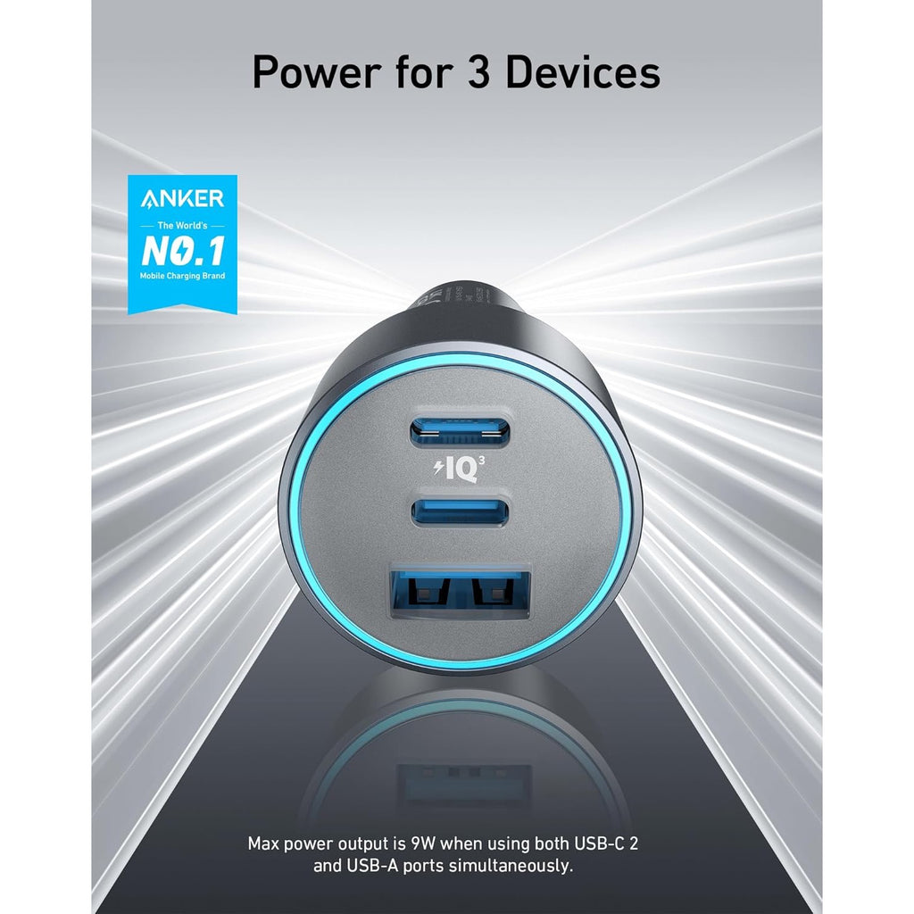 Anker 335 3 Port Car Charger 67W - Black 5