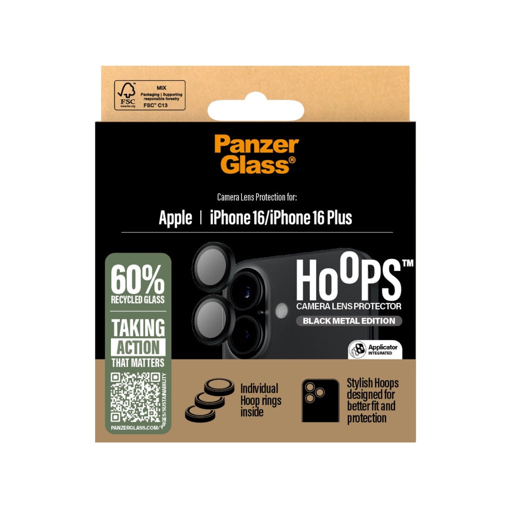 PanzerGlass Hoops Lens Screen Protector - Apple iPhone 16 / iPhone 16 Plus - Black - Black Border 4