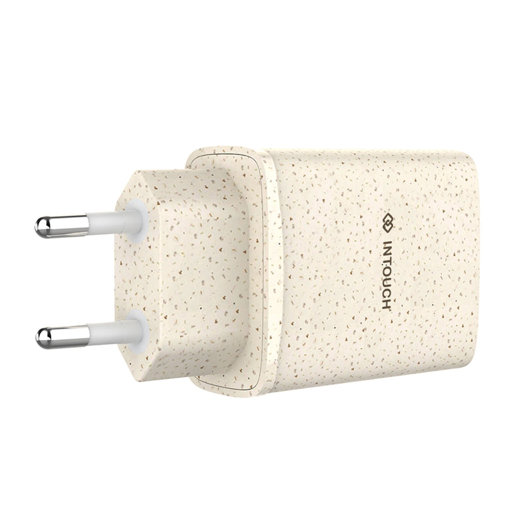 Intouch 2 Port PD/USB Eco Wall Charger 20W - Wheat Straw 5
