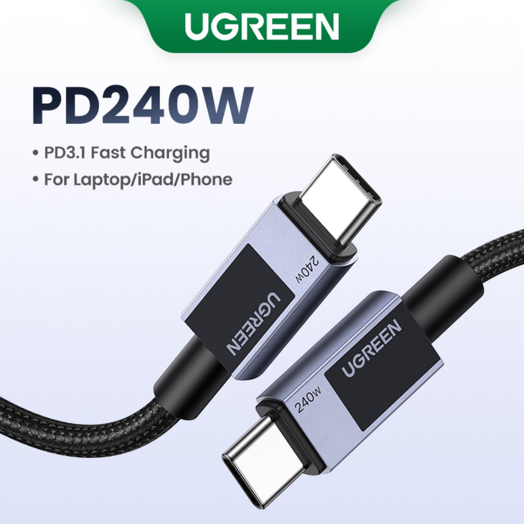 UGREEN Type-C To Type-C Braided Cable 240W 2 Metre - Grey 2