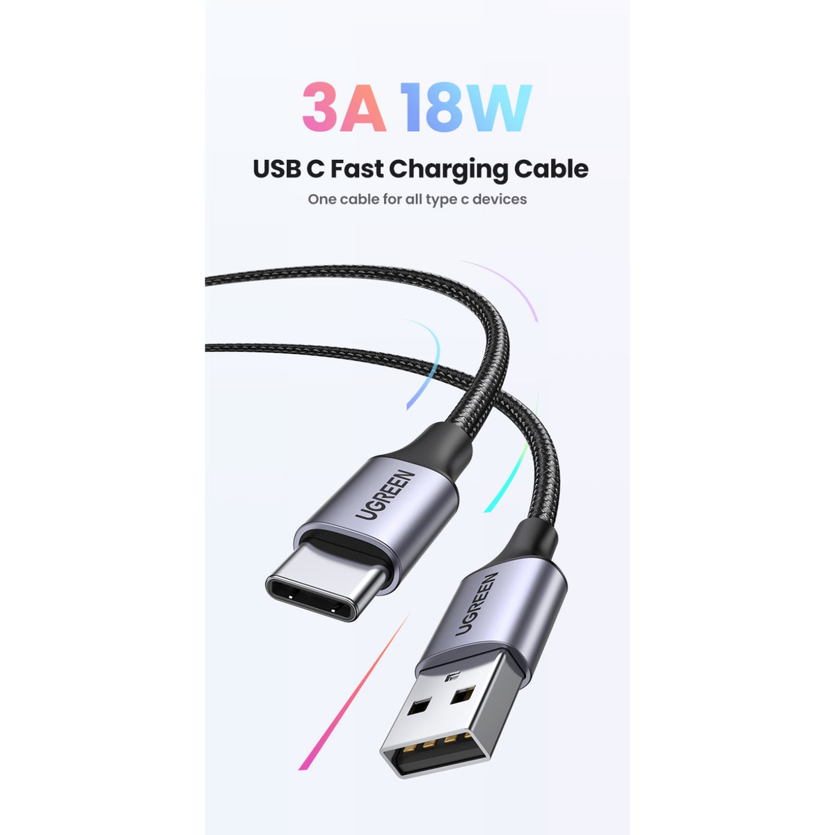 UGREEN USB To Type-C Braided Cable - 1 Metre - Black 11