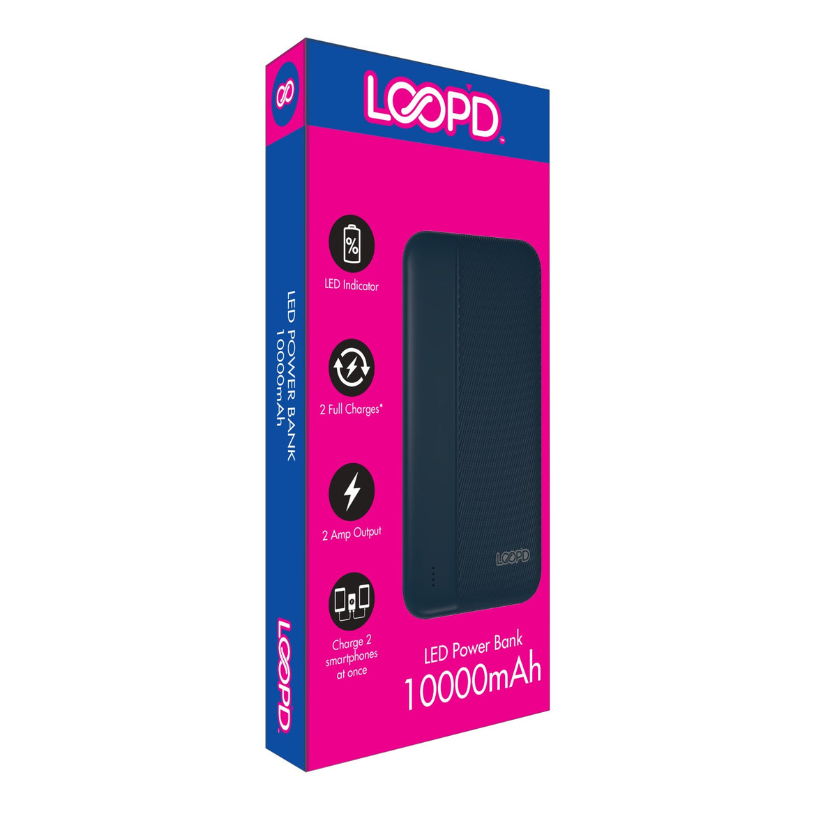 LOOP'D 4LED Indicator Powerbank - 10000mAh - Navy Blue 5