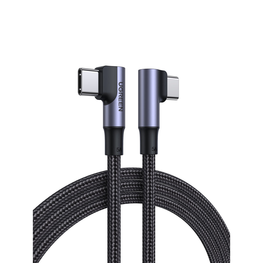 UGREEN Type-C To Type-C Right Angle Braided Cable - 2 Metre - Grey
