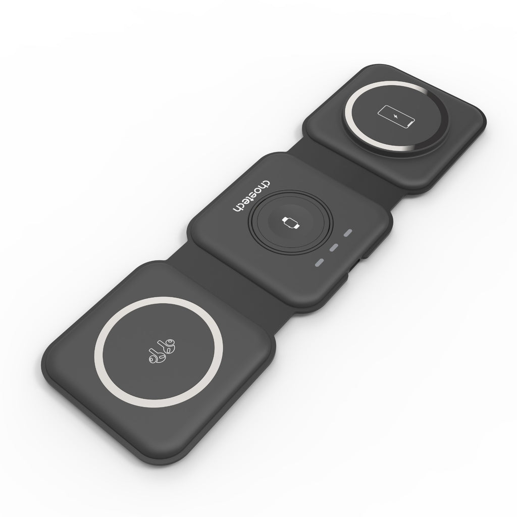 Choetech Foldable 3-in-1 Magnetic Wireless Travel Charger T588-F 15W - Wireless Charging - Black 2