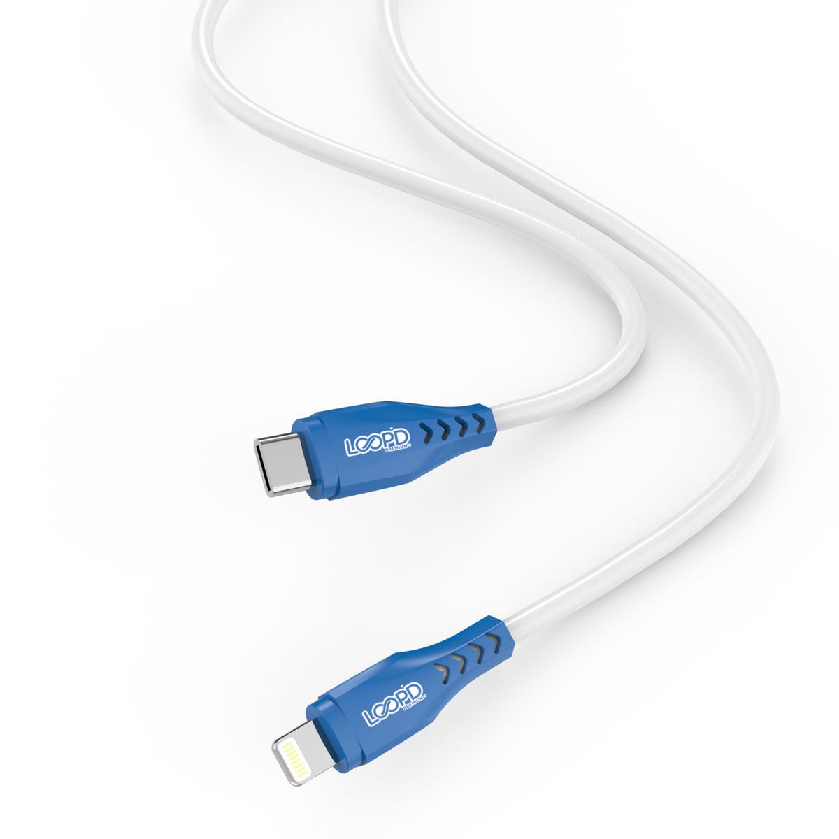 LOOP'D MFI Lightning To Type-C Cable 30W - 1.2 Metre - White/Blue 2