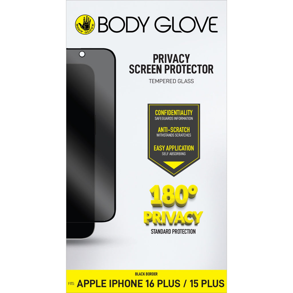Body Glove Privacy Tempered Glass Screen Protector - Apple iPhone 16 Plus / iPhone 15 Plus - Black Border 2