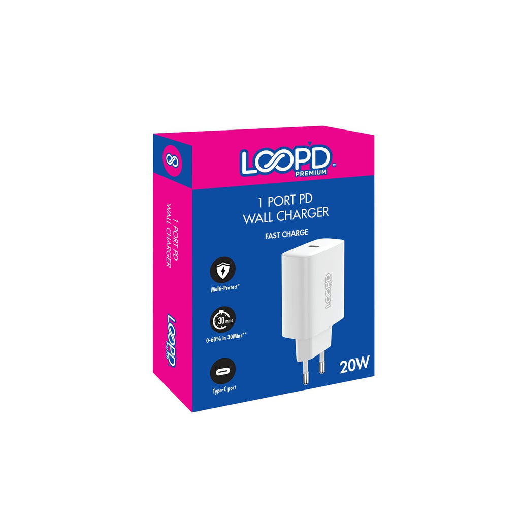 LOOP'D 1 Port PD Home Charger 20W - White 5