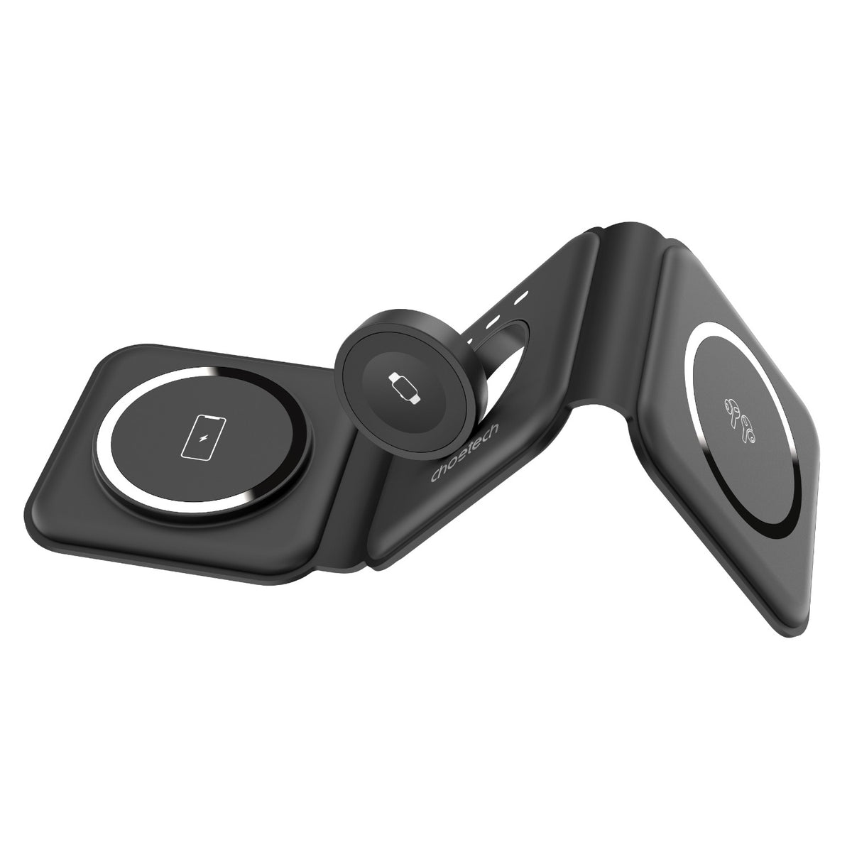Choetech Foldable 3-in-1 Magnetic Wireless Travel Charger T588-F 15W - Wireless Charging - Black 9