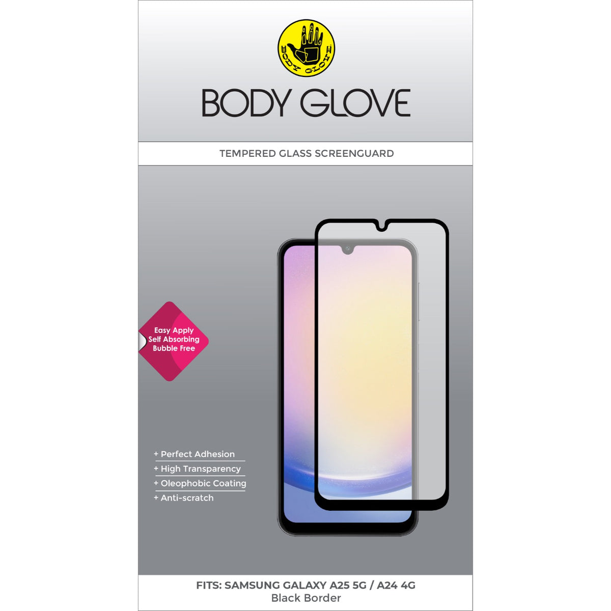 Body Glove Tempered Glass Screen Protector - Samsung Galaxy A25 / A24 - Black Border 3