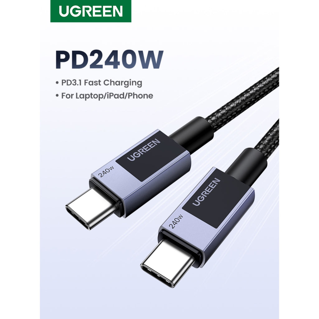 UGREEN Type-C To Type-C Braided Cable 240W 2 Metre - Grey 3