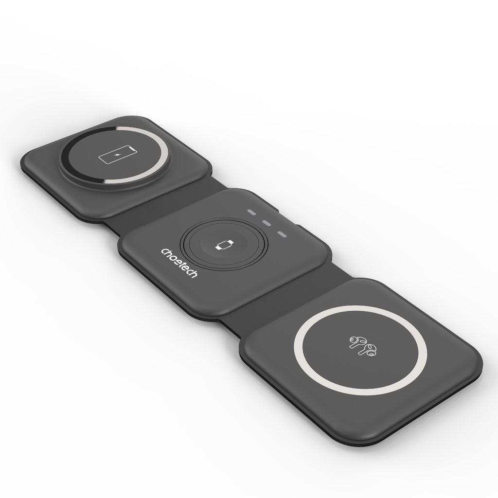 Choetech Foldable 3-in-1 Magnetic Wireless Travel Charger T588-F 15W - Wireless Charging - Black 3