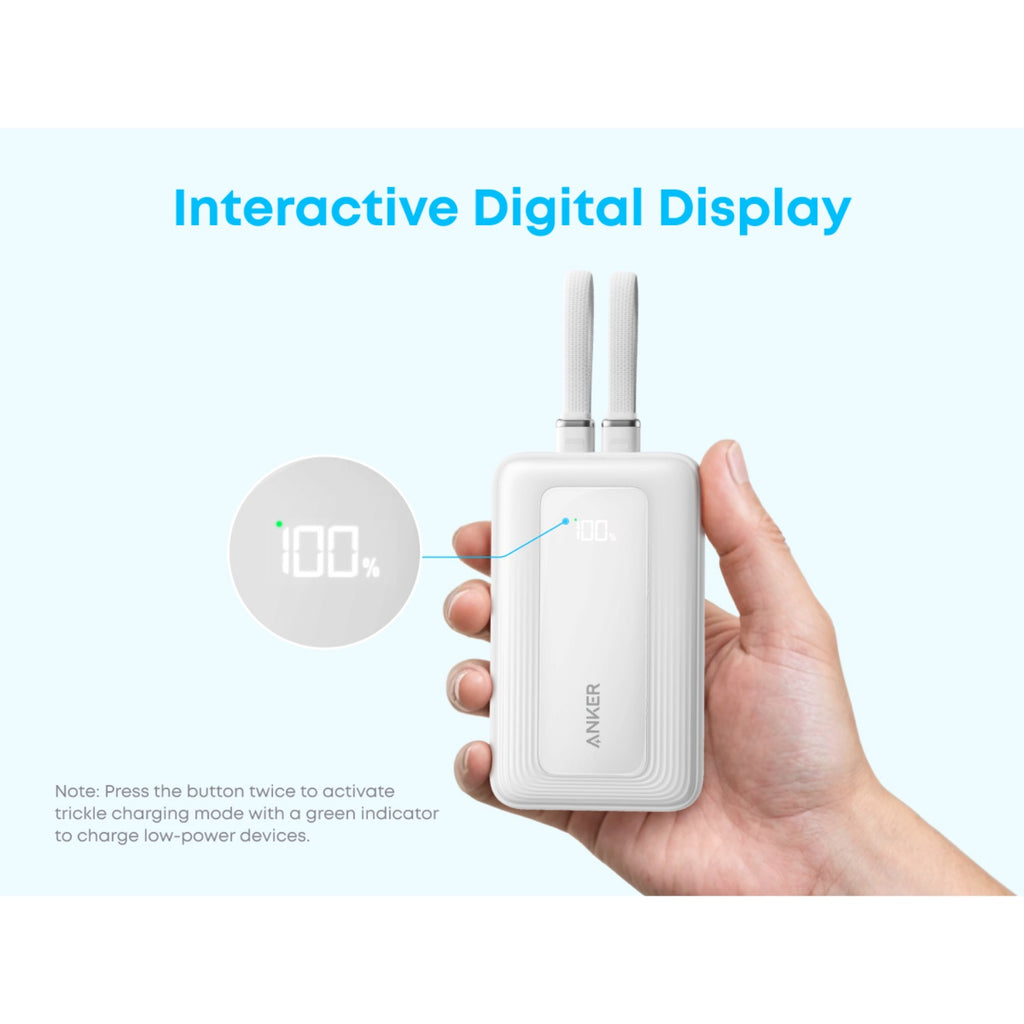 Anker Zolo Power Bank 10000mAh 35W With Dual Built-In USB-C Cables - White 4