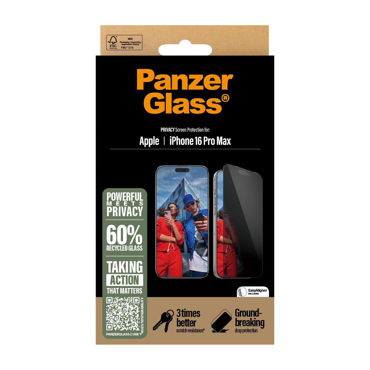 PanzerGlass Screen Protector Ultra Wide Fit - Apple iPhone 16 Pro Max - Border - Black 4