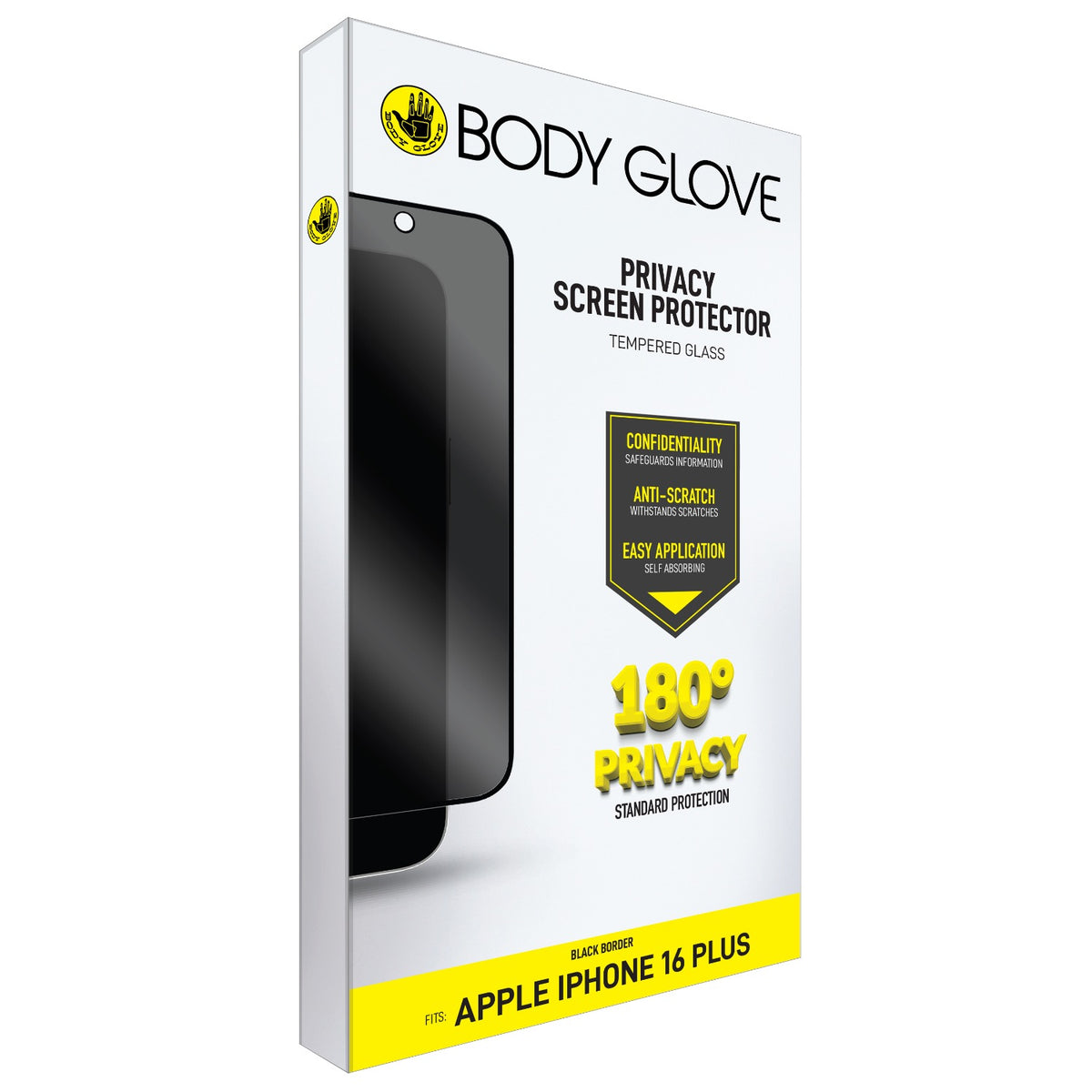 Body Glove Privacy Tempered Glass Screen Protector - Apple iPhone 16 Plus / iPhone 15 Plus - Black Border 6