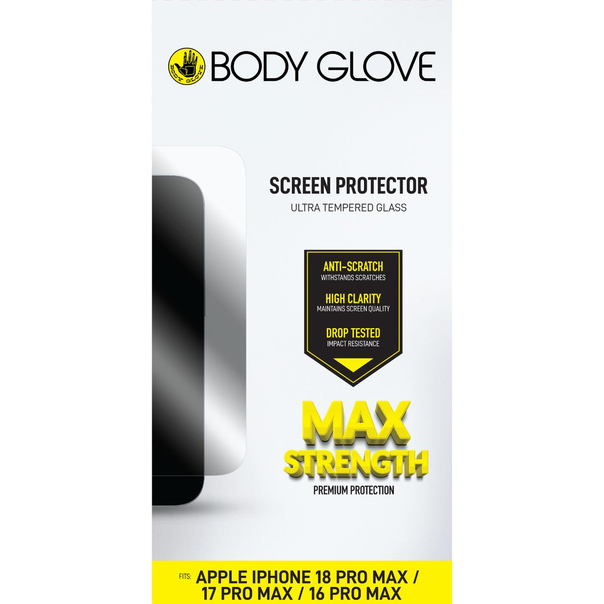 Body Glove Ultra Tempered Glass Screen Protector - Apple iPhone 18 Pro Max / 17 Pro Max / 16 Pro Max - Clear