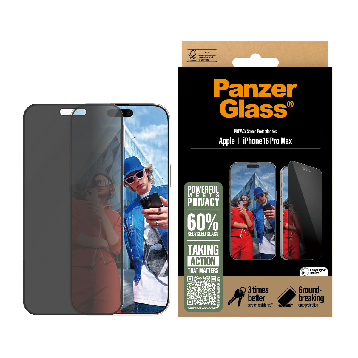 PanzerGlass Screen Protector Ultra Wide Fit - Apple iPhone 16 Pro Max - Border - Black 3