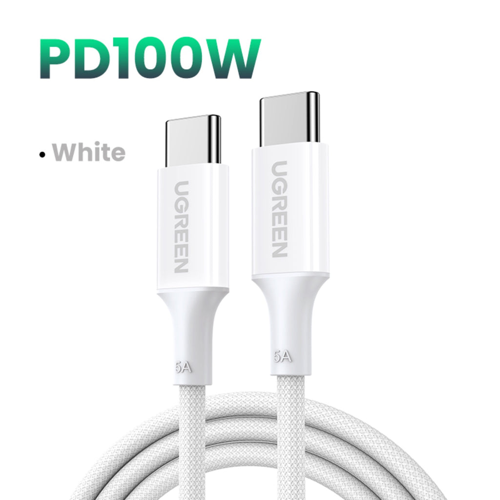 UGREEN Type-C To Type-C Braided Cable 100W 2 Metre - White 3