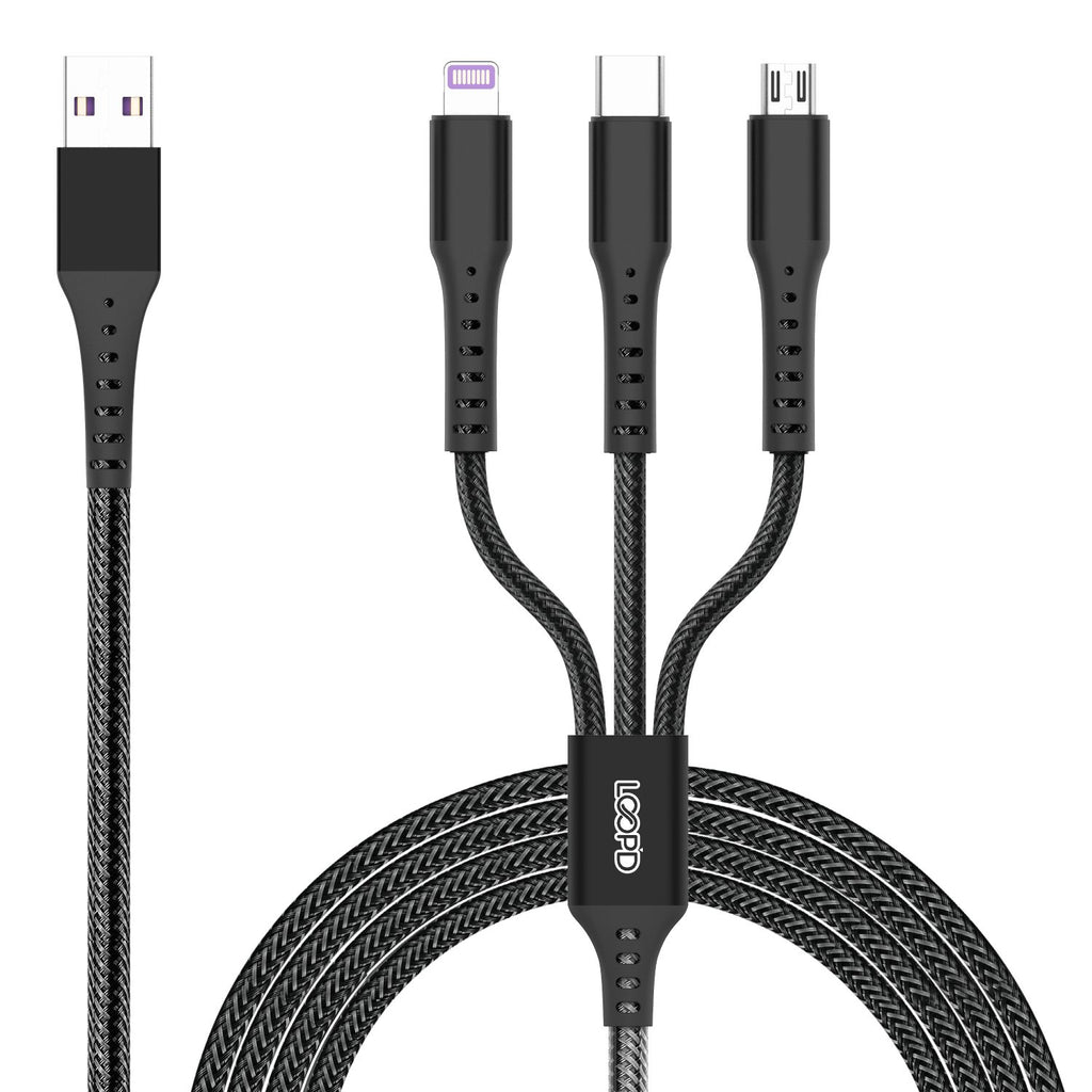 LOOP'D 3 in 1 Multi Cable - 1.2 Metre - Black