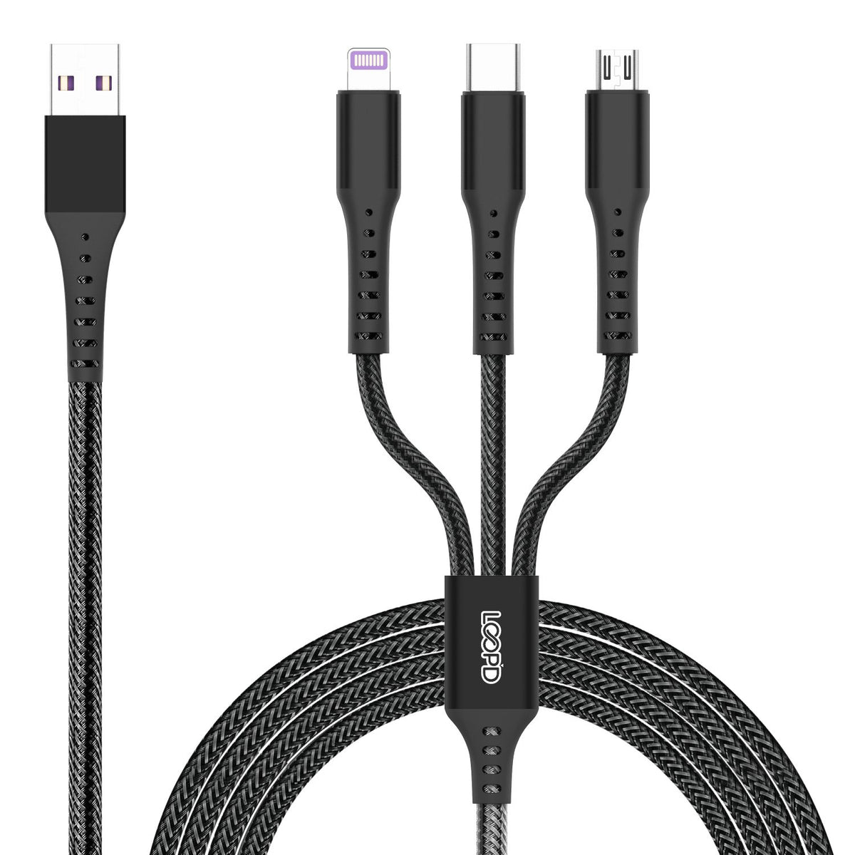 LOOP'D 3 in 1 Multi Cable - 1.2 Metre - Black