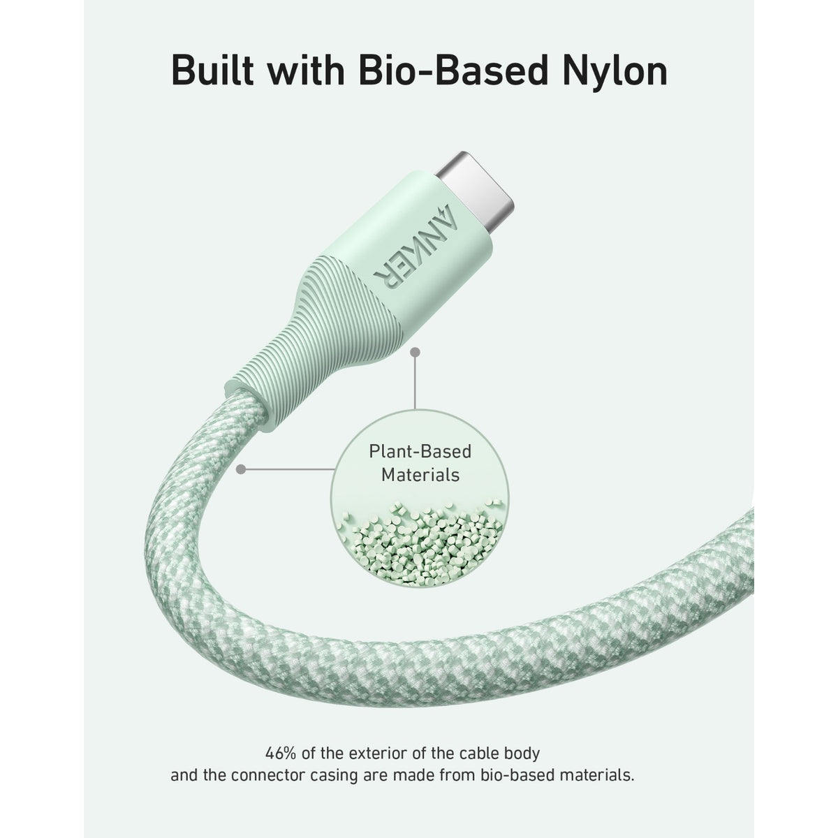 Anker 544 Bio-Based USB C-USB C Cable Fast Charging 140W 0.9M - Green 7