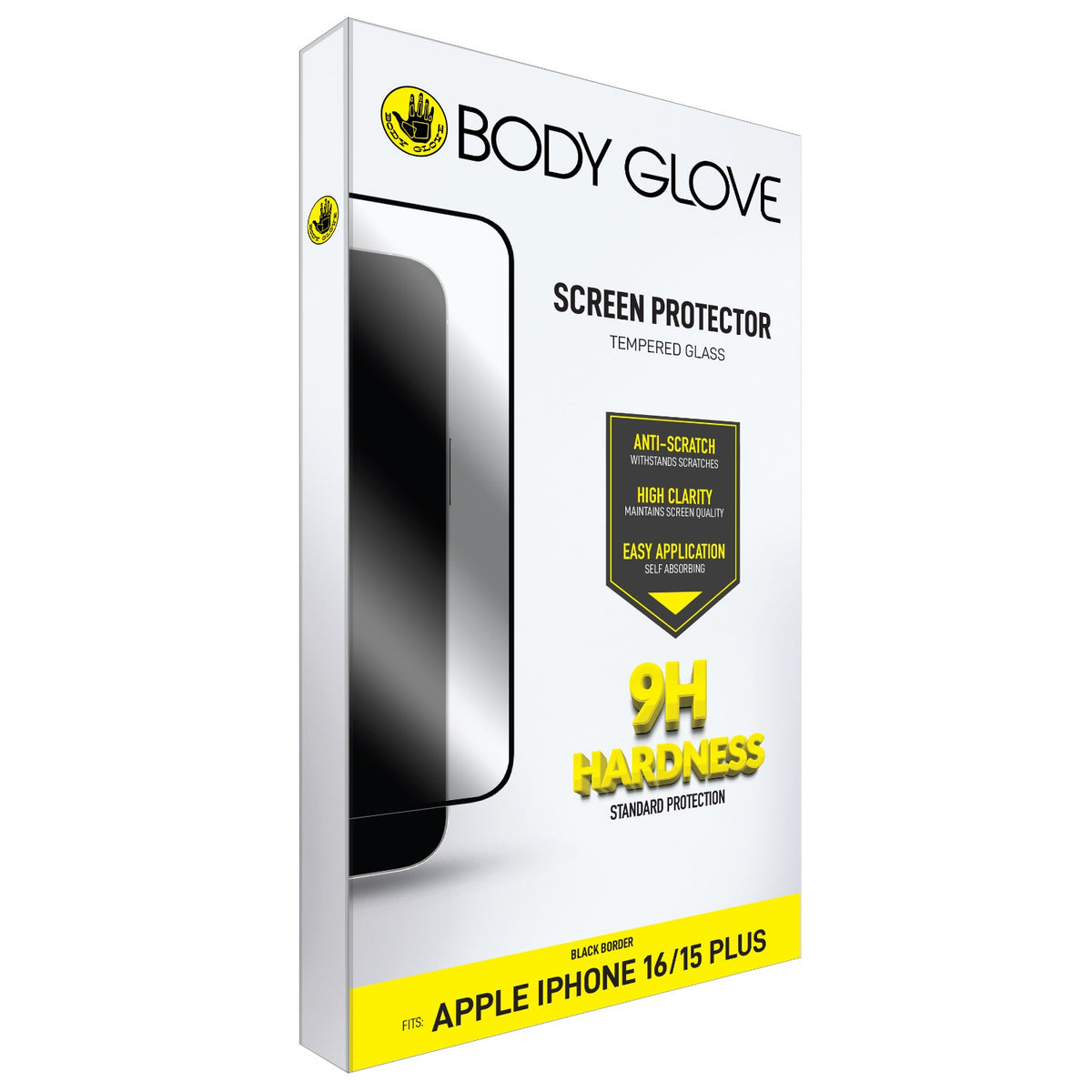 Body Glove Tempered Glass Screen Protector - Apple iPhone 16 Plus / iPhone 15 Plus - Black Border 10