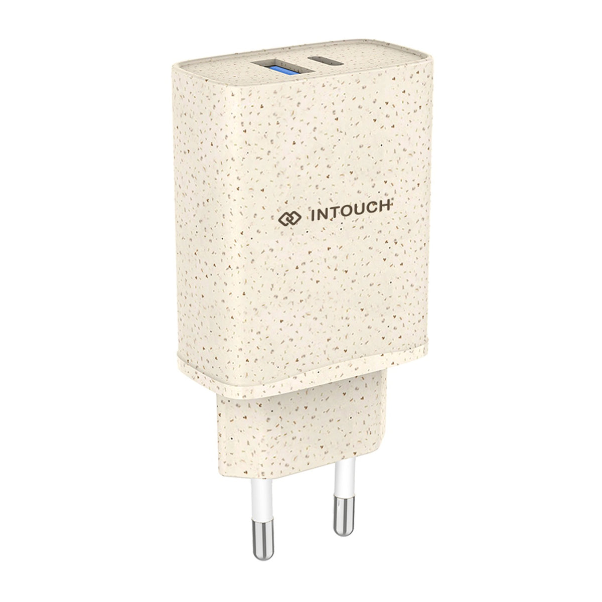 Intouch 2 Port PD/USB Eco Wall Charger 20W - Wheat Straw