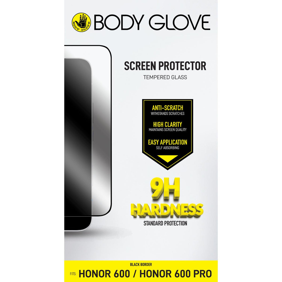 Body Glove Tempered Glass Screen Protector - HONOR 600 / 600 Pro - Border - Black