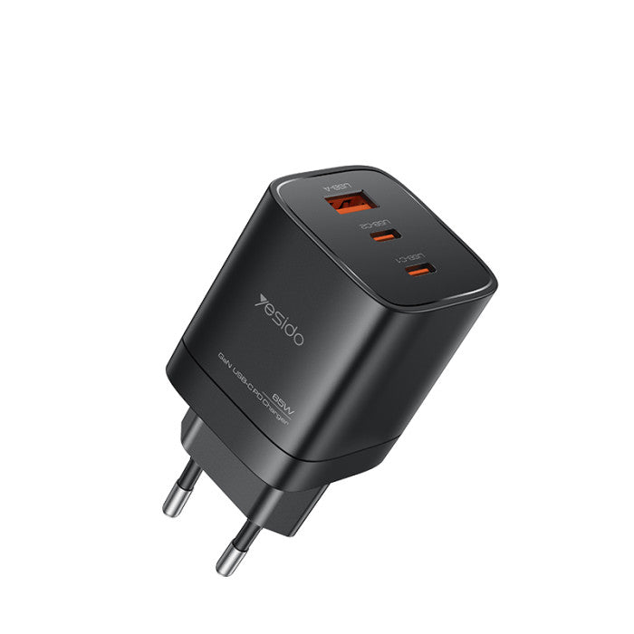 65W GaN Fast Charger – EU Plug | USB-A + 2× USB-C - Yesido