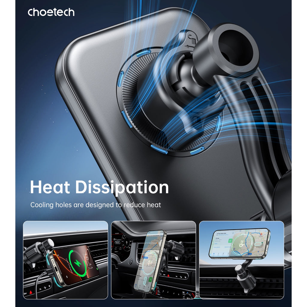 Choetech Magnetic Wireless Car Charger T231-F 15W - Wireless Charging - Black 10
