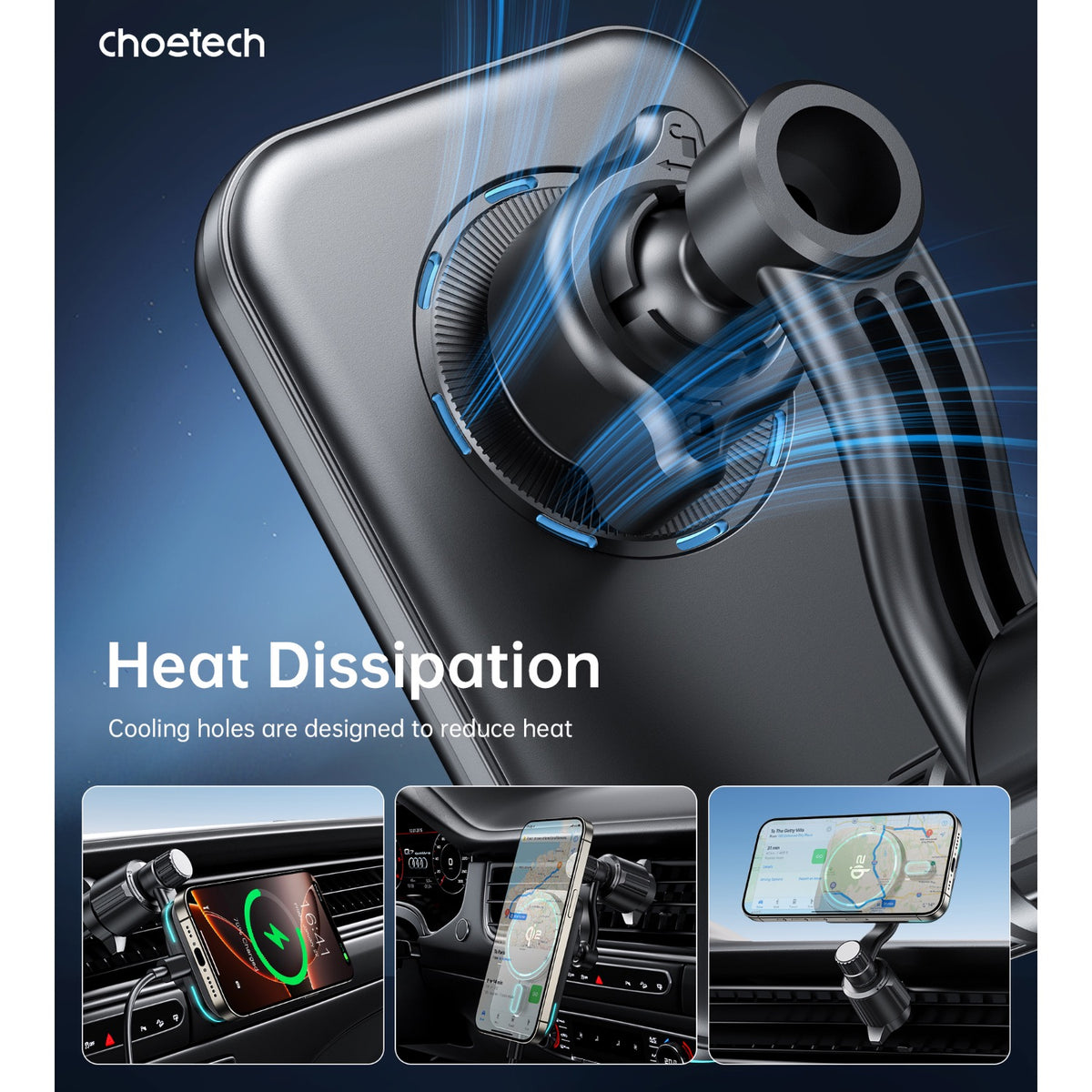 Choetech Magnetic Wireless Car Charger T231-F 15W - Wireless Charging - Black 10
