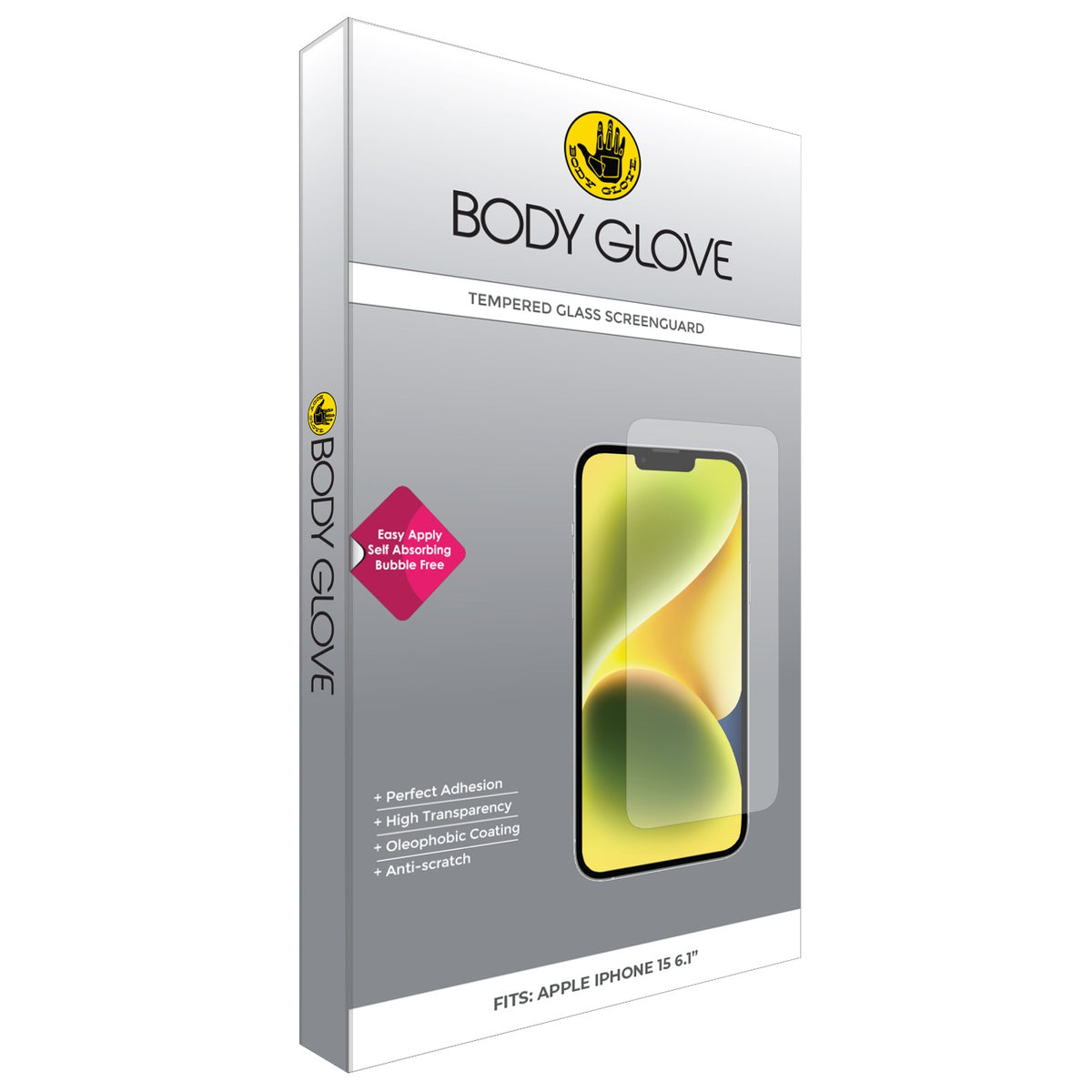 Body Glove Tempered Glass Screen Protector - Apple iPhone 16 / iPhone 15 - Clear 9