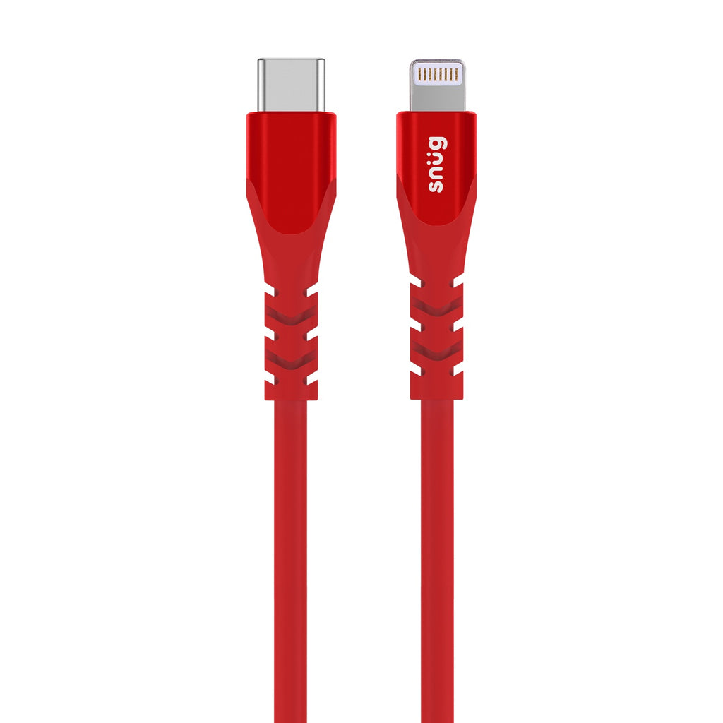 Snug Type-C To MFI Lightning Silicone Cable - 1.2 Metre - Red 2