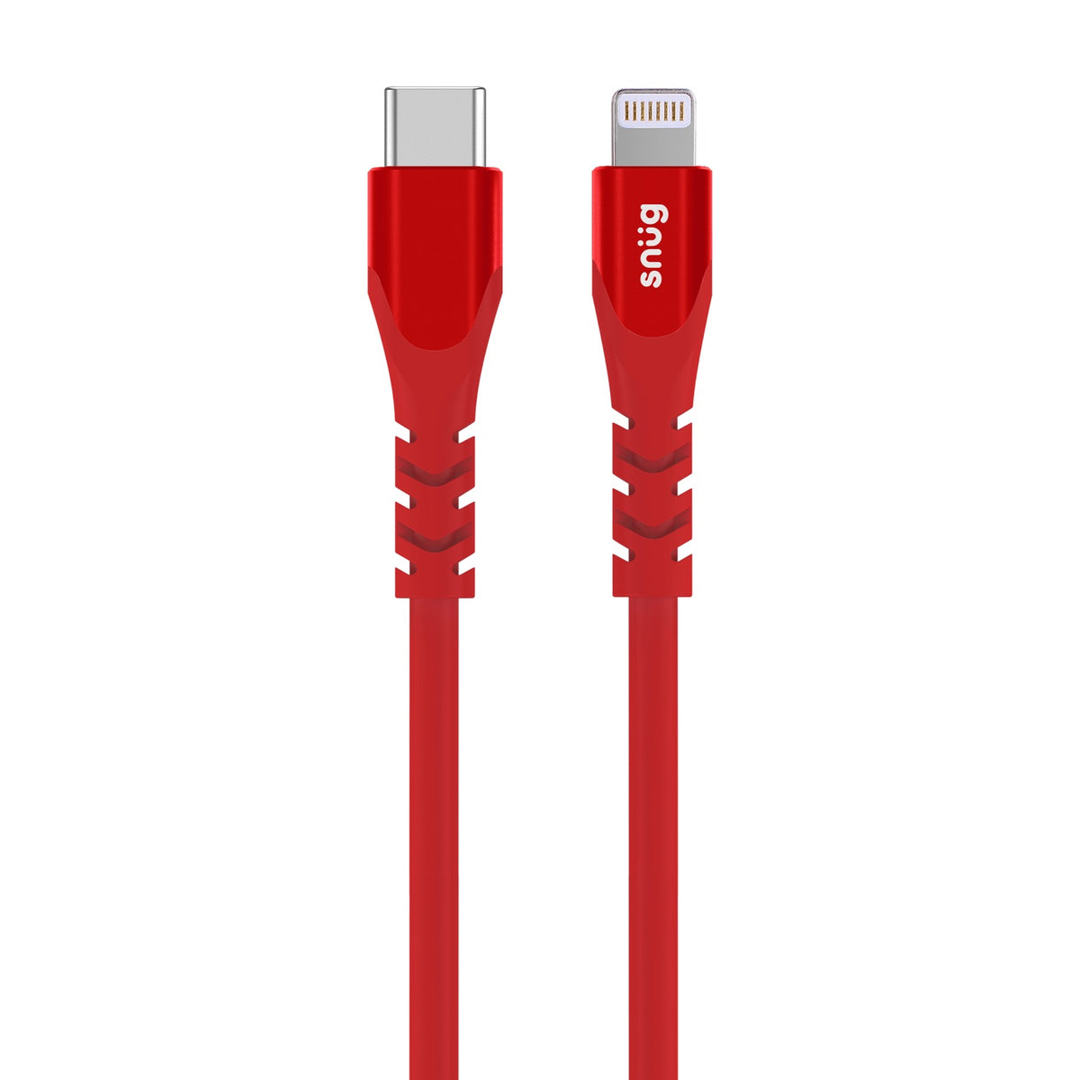 Snug Type-C To MFI Lightning Silicone Cable - 1.2 Metre - Red 2