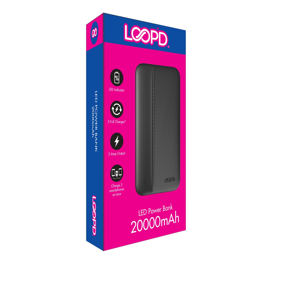 LOOP'D 4LED Indicator Powerbank - 20000mAh - Black 7