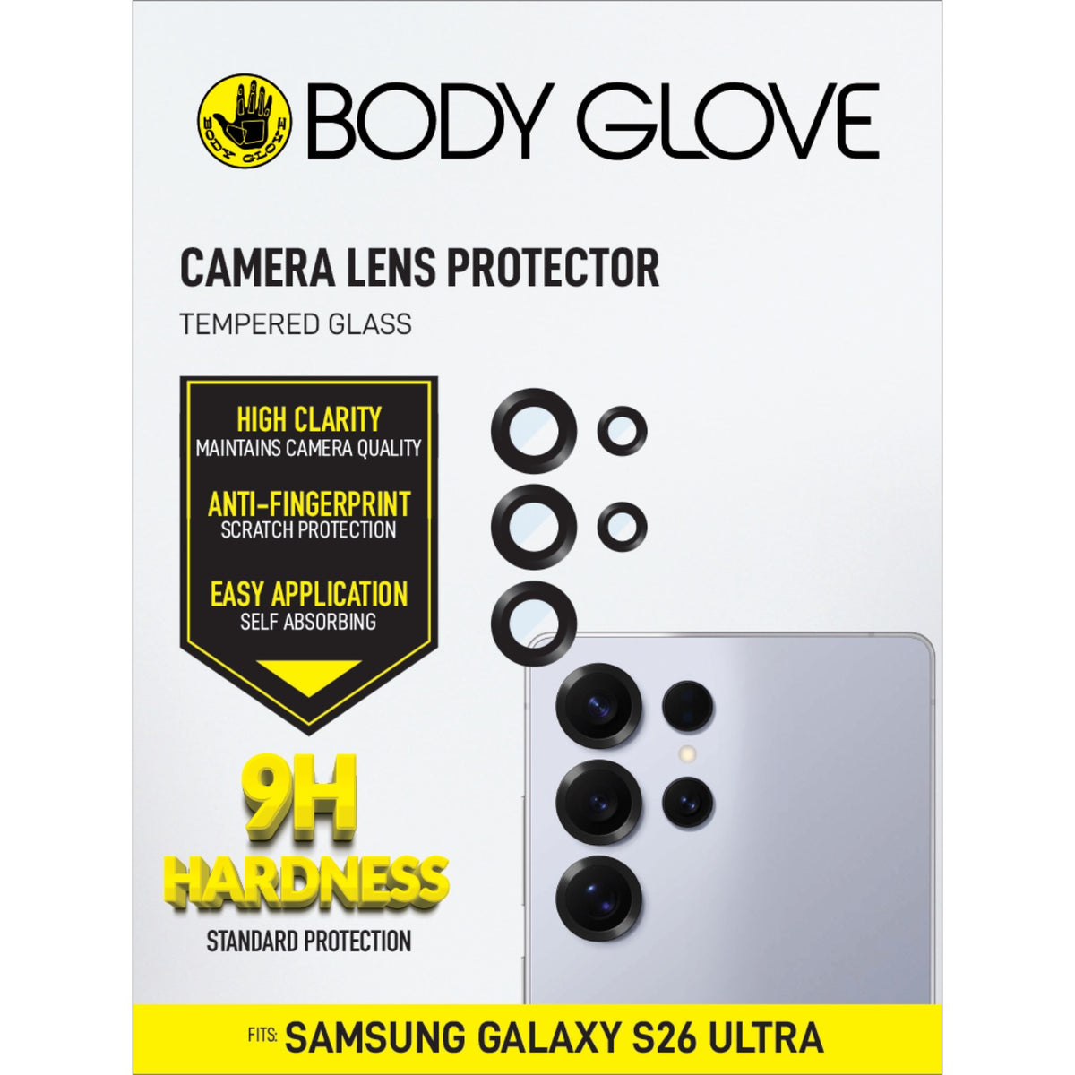 Body Glove Tempered Glass Lens Protector - Samsung Galaxy S26 Ultra - Black Border 5