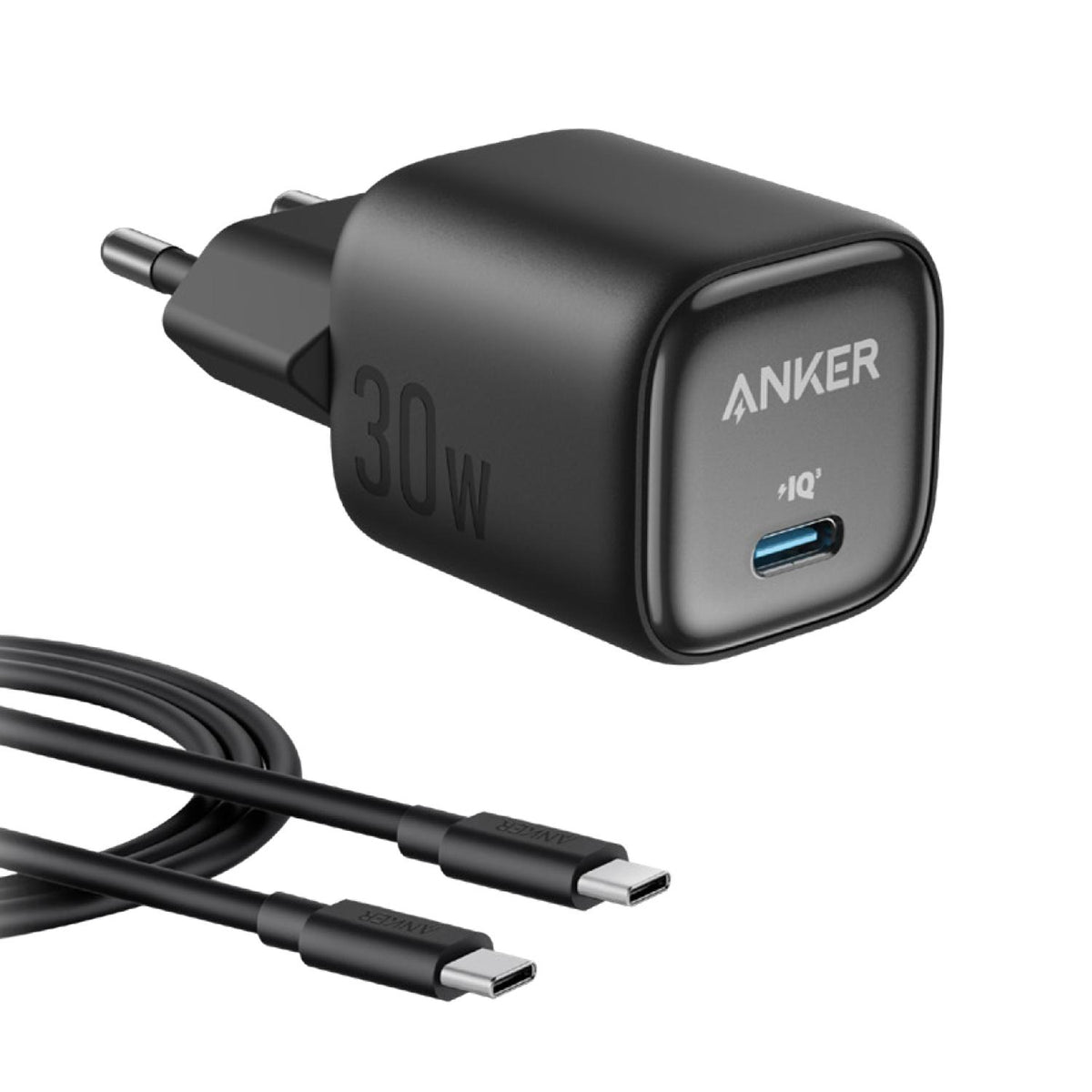Anker Zolo 30W Compact USB C Charger With Cable - Black