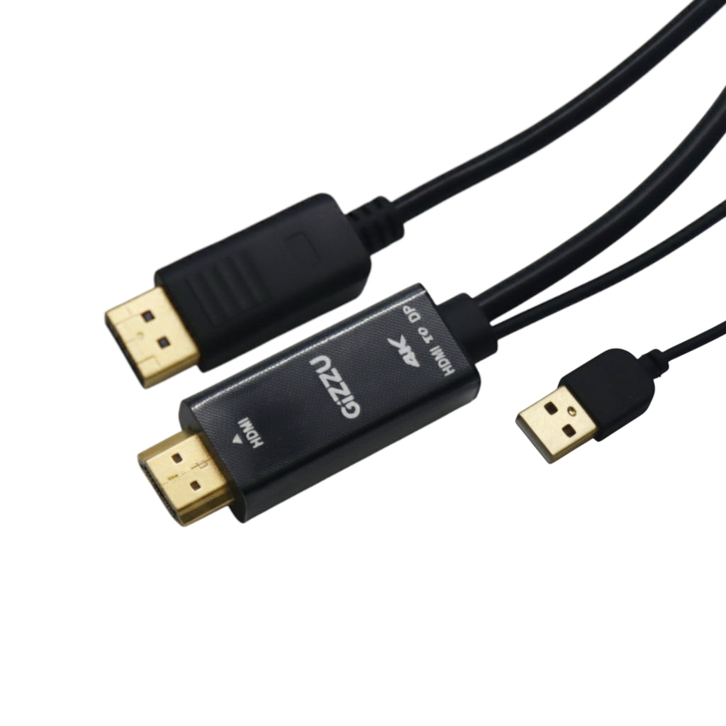 Gizzu 4K HDMI to DP Cable (1.8m) – Black