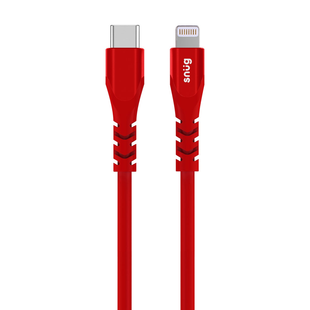 Snug Type-C To MFI Lightning Silicone Cable - 1.2 Metre - Red 3