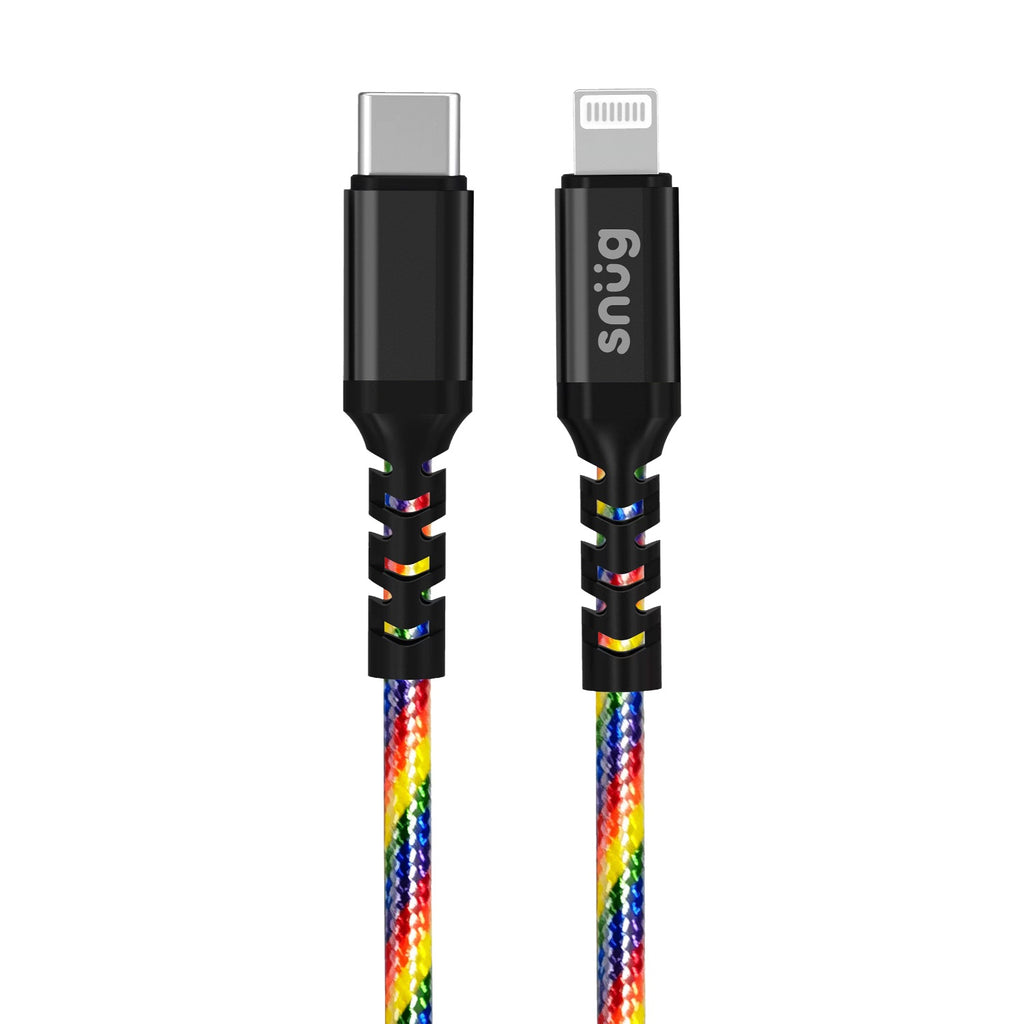 Snug Type-C To MFI Lightning Rainbow Cable - 1.2 Metre - Multicolour
