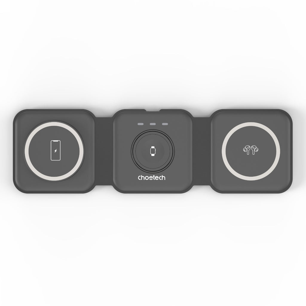 Choetech Foldable 3-in-1 Magnetic Wireless Travel Charger T588-F 15W - Wireless Charging - Black