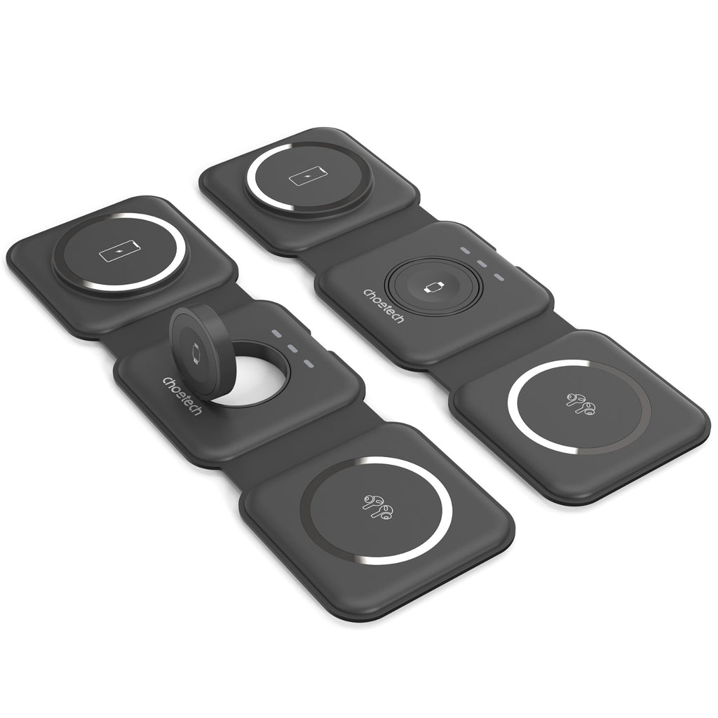 Choetech Foldable 3-in-1 Magnetic Wireless Travel Charger T588-F 15W - Wireless Charging - Black 5