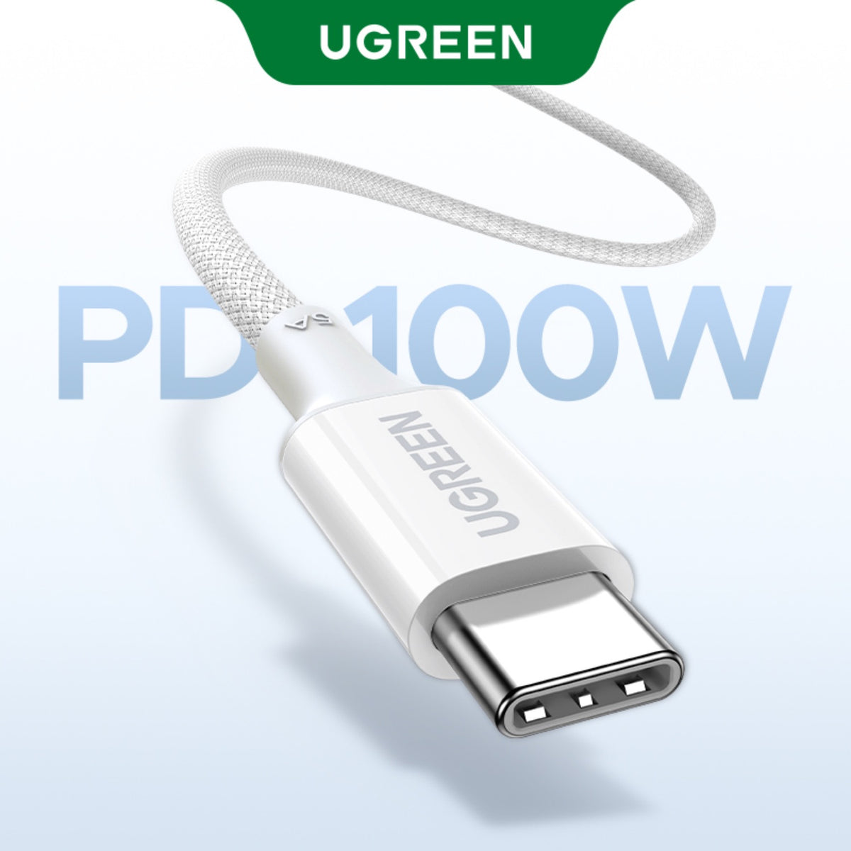 UGREEN Type-C To Type-C Braided Cable 100W 2 Metre - White 2