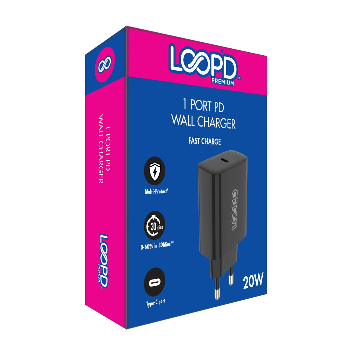 LOOP'D 1 Port PD Home Charger 20W - Black 5
